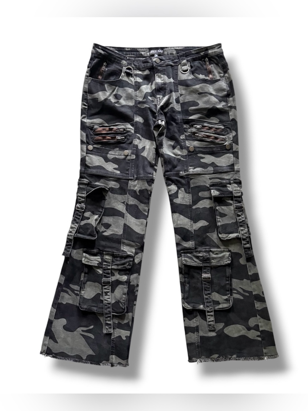 DollsKill | Current Mood Cyber Y2K Goth Grunge Aurora Style Camo Strappy Jeans